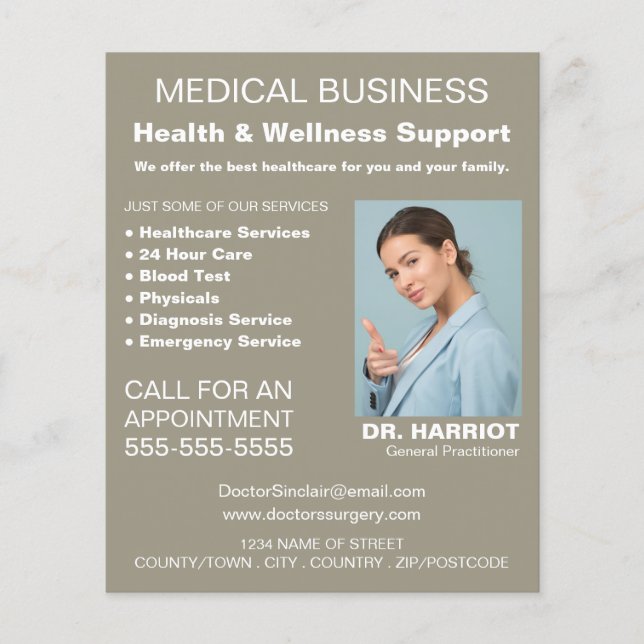 Flyer Logotipo personalizado, profesional general, enfer (Frente)