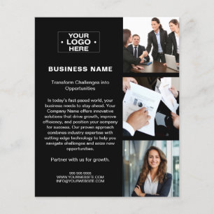 Flyer Logotipo QR Negro Corporativo Empresarial Moderno