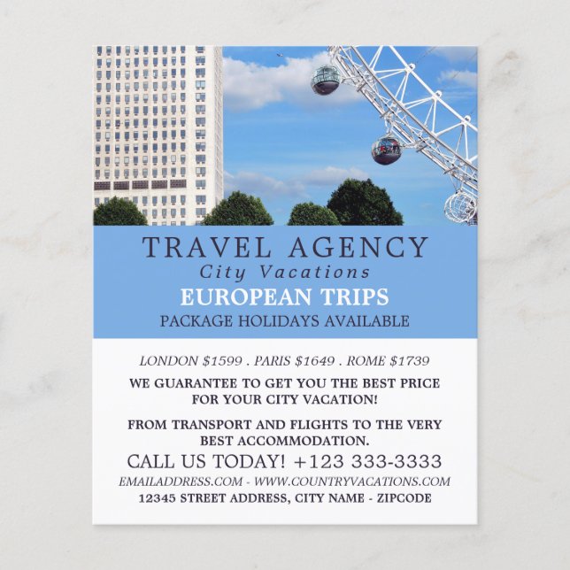 Flyer London Eye, London City, Agencia de Viajes (Frente)