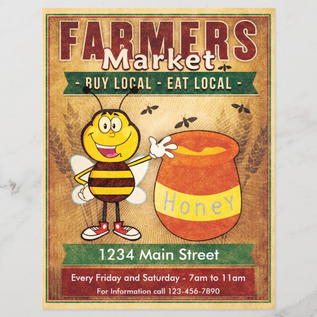 Flyer Los agricultores comercializan miel local fresca (Frente)