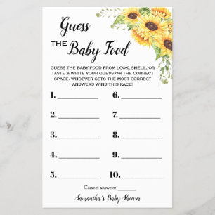 Flyer Los girasoles adivinan la tarjeta de juego Baby Fo