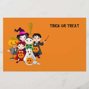 Flyer Los niños de Halloween engañan o tratan