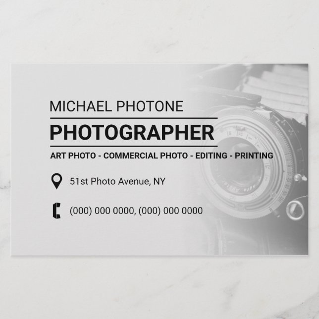 Flyer Los servicios fotográficos se desvanecen con un es (Frente)