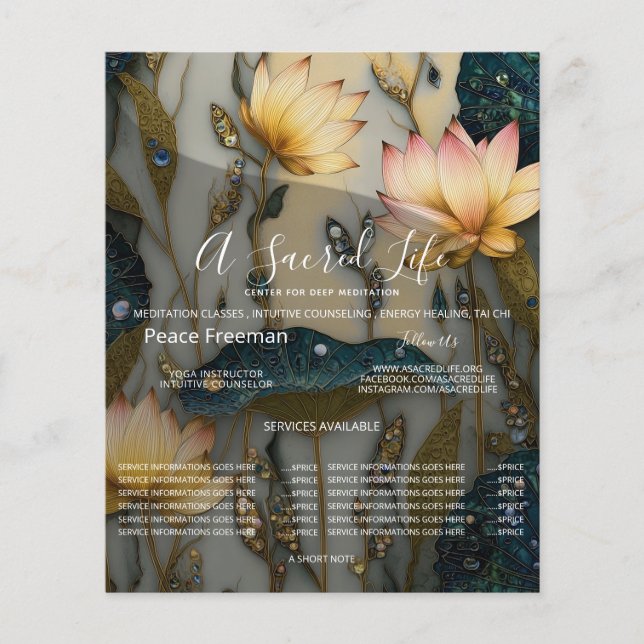 Flyer Lotus Light Awakening | diseño botánico (Frente)