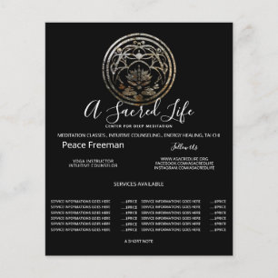 Flyer Lotus Quietud Diseño de Mandala de Plata