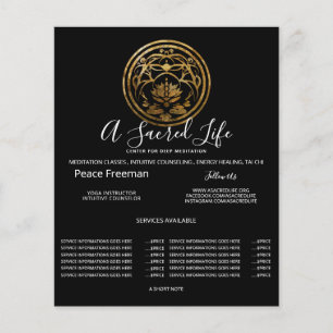 Flyer Lotus Quietud Diseño de Mandala Dorado