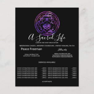 Flyer Lotus Quietud Diseño de Mandala Púrpura