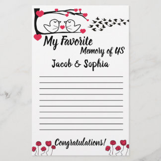 FLYER LOVE BIRD MY MEMORY BRIDAL DUCHA TARJETA DE JUEGO