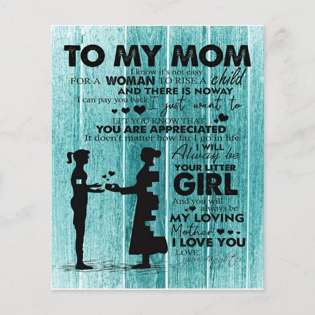 Flyer Love Quotes To Mother | To My Mom Letter | (Frente)
