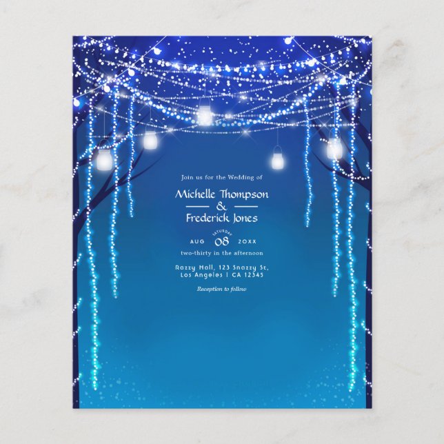 Flyer Luces de boda de bosque iluminado Invitación (Frente)