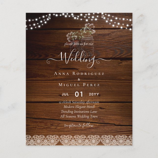 Flyer Luces de frasco de albañil de encaje rústico con g (Frente)