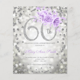 Flyer Luces Florales Plateadas para Invitación de Cumple