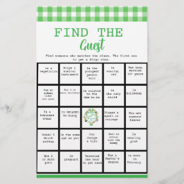 Flyer Lucky Find the Guest Bingo Baby Shower Game