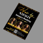 Flyer Lujo Black Gold Hair Salon Promo Booking<br><div class="desc">Anuncie sus aberturas de reserva con este sofisticado volante de peluquería. Su llamativo diseño negro y dorado llamará la atención. Las imágenes de alta calidad exhiben con gusto sus servicios de peluquería. Este folleto le ayudará a atraer nuevos clientes y a generar emoción por sus próximas citas. Hazlo tuyo añadiendo...</div>