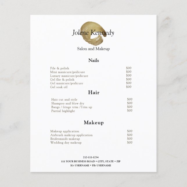 Flyer Lujoso Faux Gold Rustic Elegant Moderno Minimal (Frente)