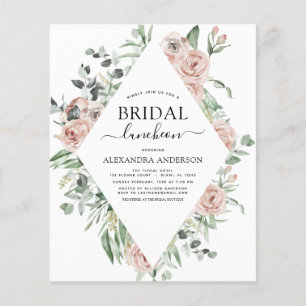 Flyer Luncheon de ducha de novias rosadas y agitada