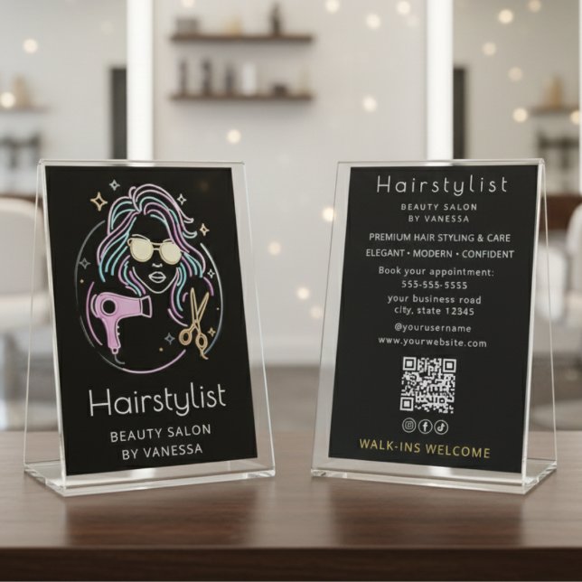 Flyer Luxury Hairstylist Beauty Salon Modern Black (Subido por el creador)