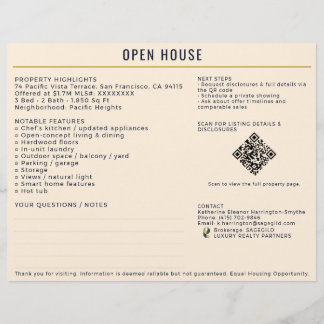 Flyer Luxury Navy/Cream Open House Both Sides Sign-In