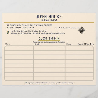 Flyer Luxury Navy & Cream Realtor Open House Sign-In