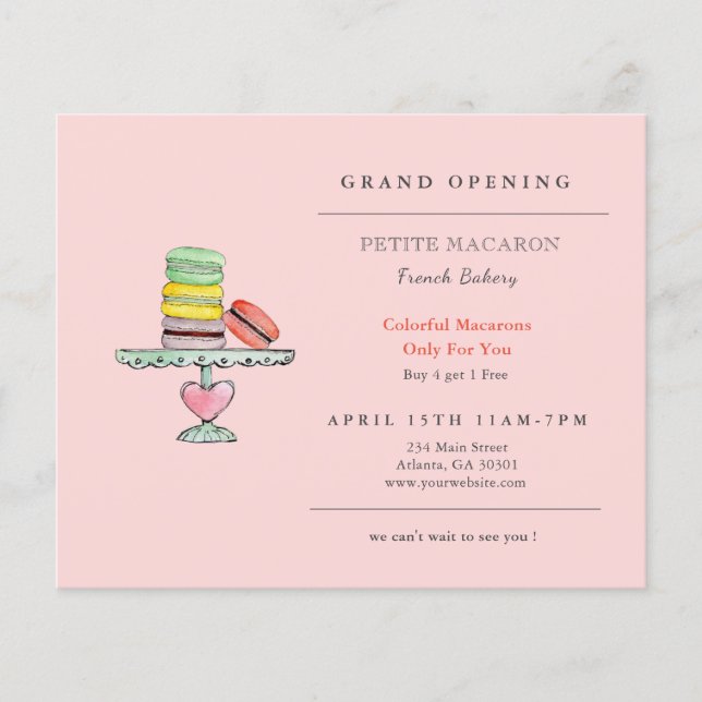Flyer Macaron, tienda Cookie Grand Opening (Frente)