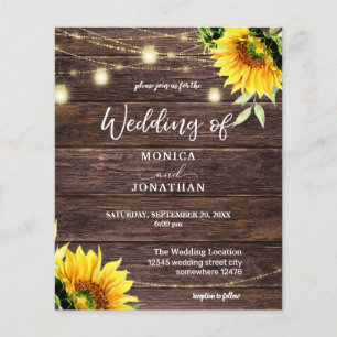 Flyer Madera de girasol presupuestal, Boda de luces de c