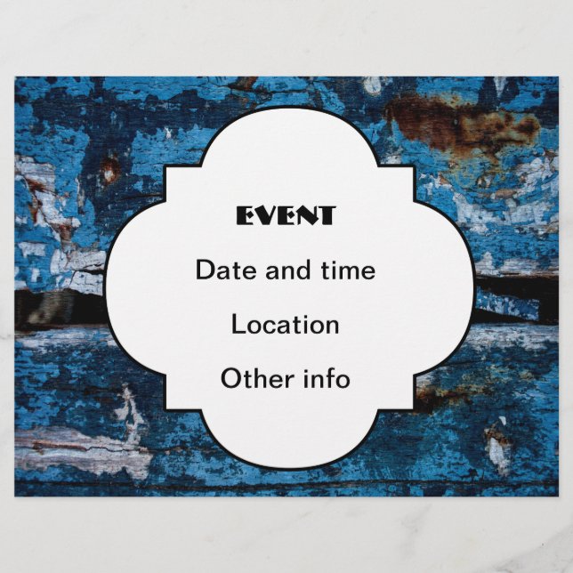 Flyer Madera pintada de azul (Frente)