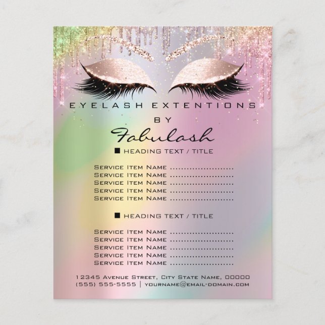 Flyer Mageup Beauty Price List Lash Holograph Drip Rosa (Frente)