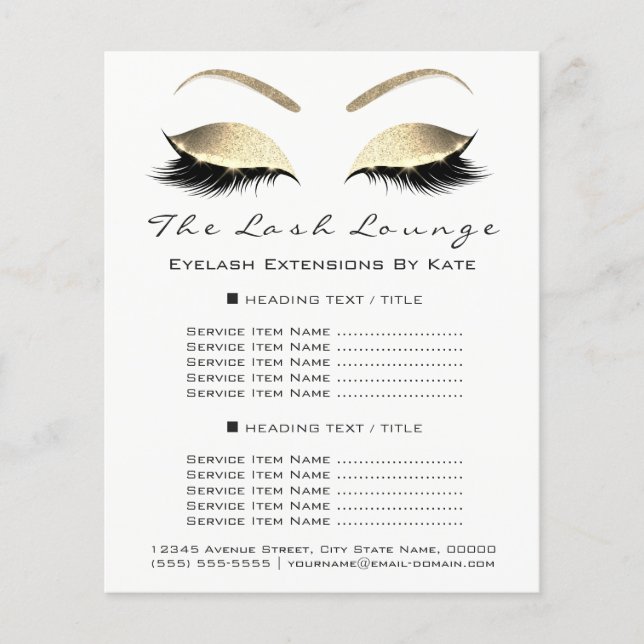 Flyer Magnífico Artista Salón de Belleza Purpurina de or (Frente)