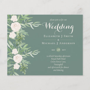 Flyer Magnolia Sage Boda Floral Verde invita al presupue