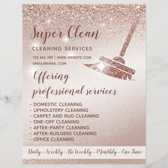 Flyer Maid Cleaning House Sparkling Rose Gold (Frente)