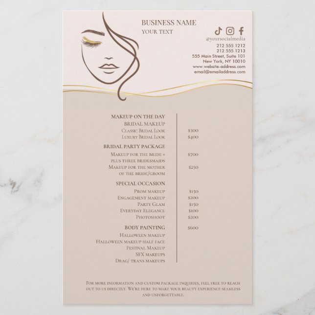 Flyer Makeup Beauty Salon Price List (Frente)