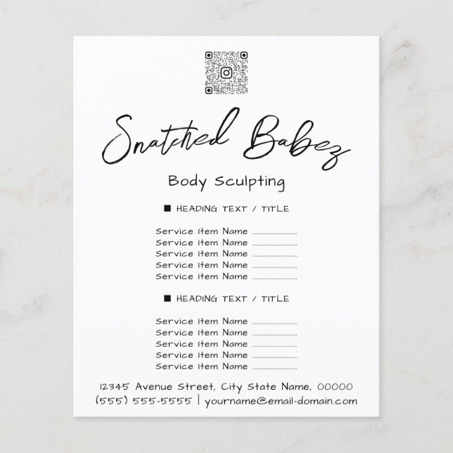 Flyer Makeup Lashes Salón de belleza QR LOGO Blanco (Frente)