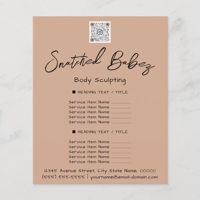 Flyer Makeup Lashes Salón de belleza QR LOGO Rubor (Frente)