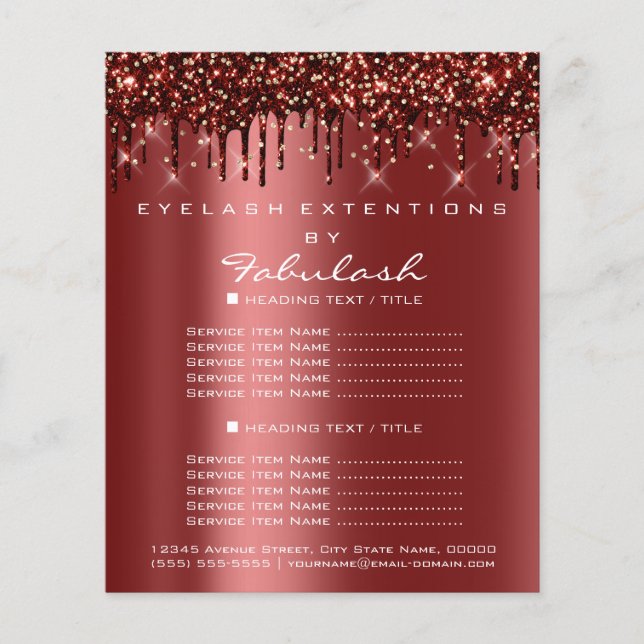 Flyer Makeup Salón De Belleza Purpurina Oro Salto de Fly (Frente)