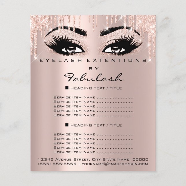 Flyer Makeup Salón De Belleza Rosa Precios Purpurinas Ey (Frente)