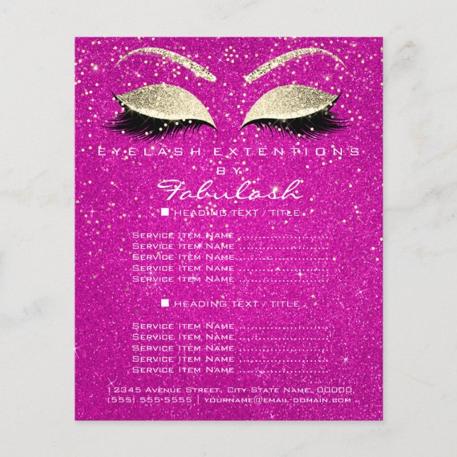 Flyer Makup Salón De Belleza Volador Dorado Confetti Ros (Frente)
