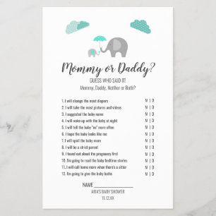 Flyer Mamá bebé elefante con nubes, mamá/papá juego