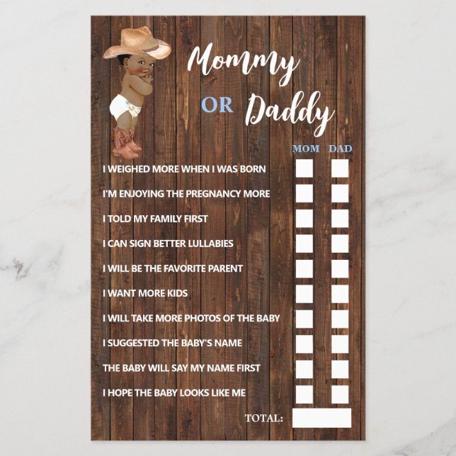 Flyer Mamá o papá dijeron una tarjeta de juego de Baby S (Frente)