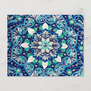 Flyer Mandala de arte de puntos azules