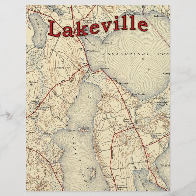 Flyer Mapa Antiguo de Lakeville Massachusetts (Frente)