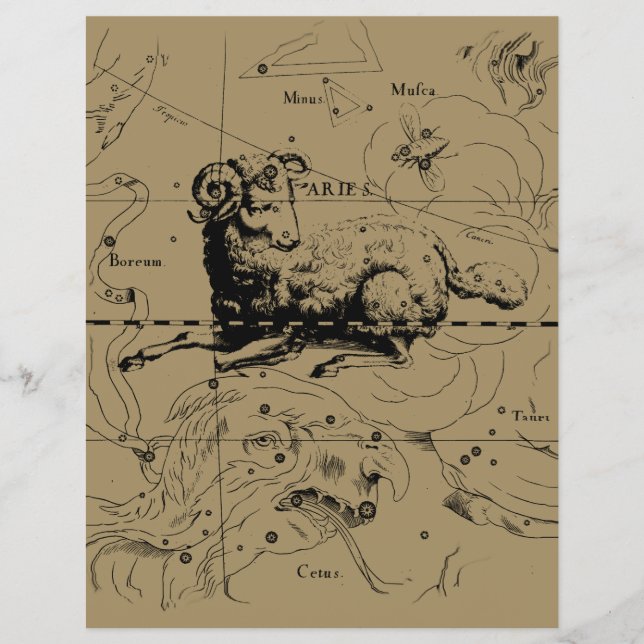 Flyer Mapa de constelación de Aries Hevelius alrededor d (Frente)