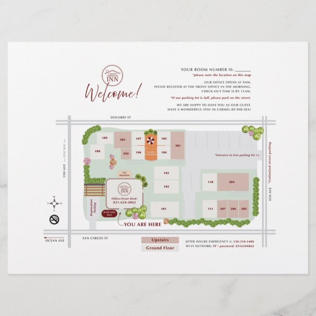 Flyer Mapa de propiedades del hotel / Diseño personaliza (Frente)