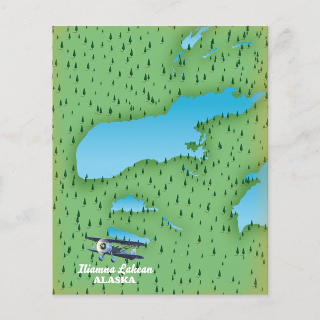 Flyer Mapa del lago Iliamna Alaska (Frente)