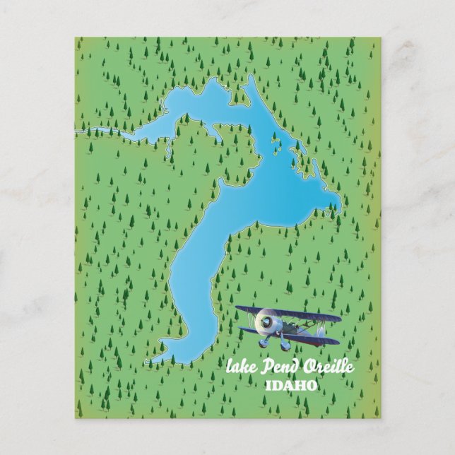 Flyer Mapa del lago Pend Oreille Idaho (Frente)