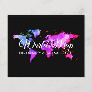 Flyer Mapa Mundial Elegante Negro Globo Viaje Agente