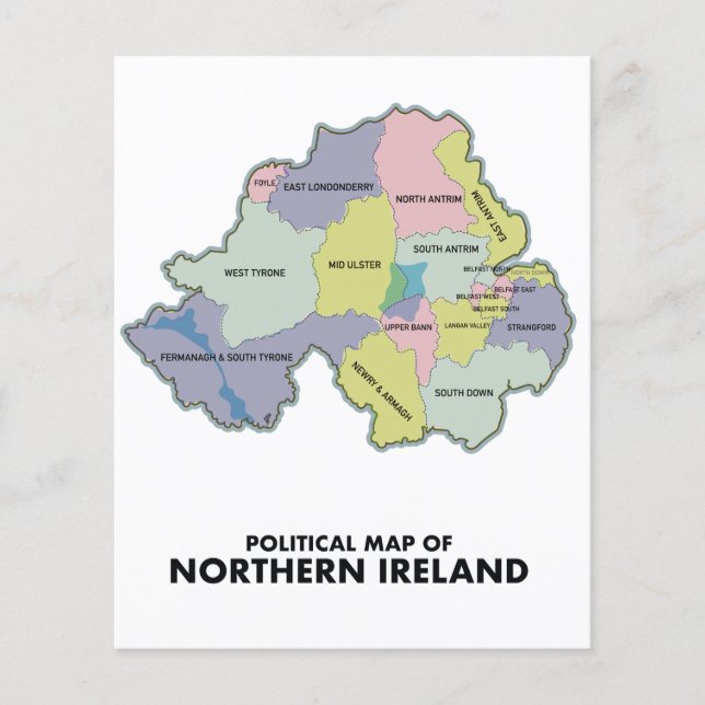 Flyer Mapa Político De Irlanda Del Norte. (Frente)