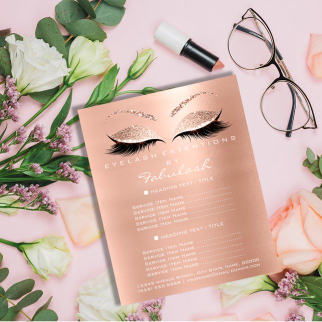 Flyer Maquillaje Artista Salón De Belleza Dorado Lash Vo (Makeup Artist Beauty Salon Gold Lash Flyer White)