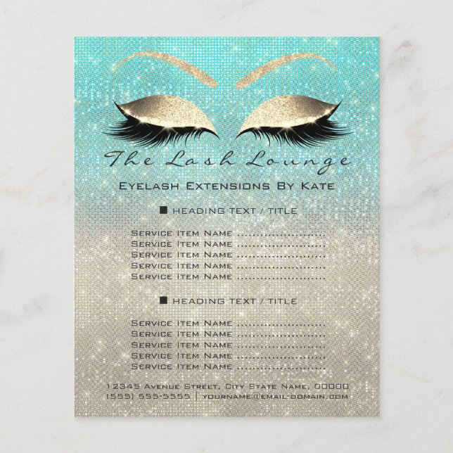 Flyer Maquillaje Artista Salón De Belleza Purpurina Azul (Frente)