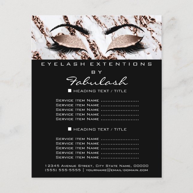 Flyer Maquillaje Artista Salón De Belleza Volador Mármol (Frente)