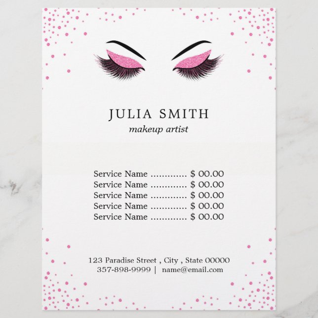 Flyer Maquillaje con efecto brillantes (Frente)